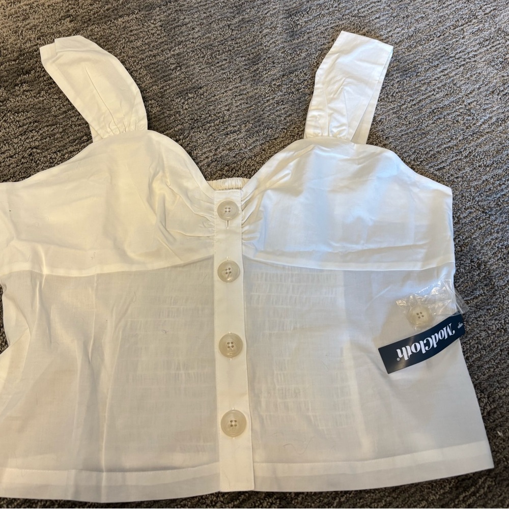 White Button-Up Crop Top ModCloth size 14